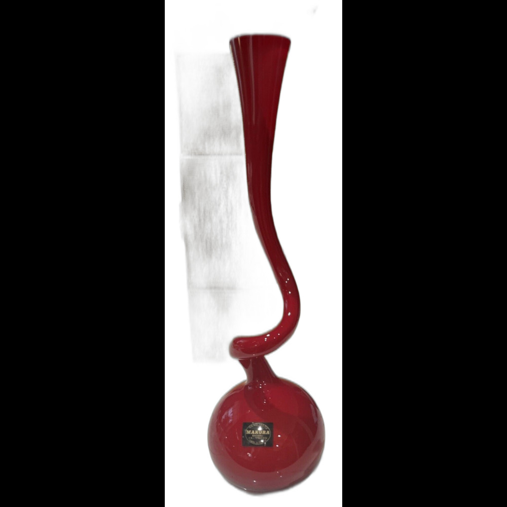 Vintage Makora Krosno Polish Mid-Century Cased Ruby   8" Glass Vase – Spiral